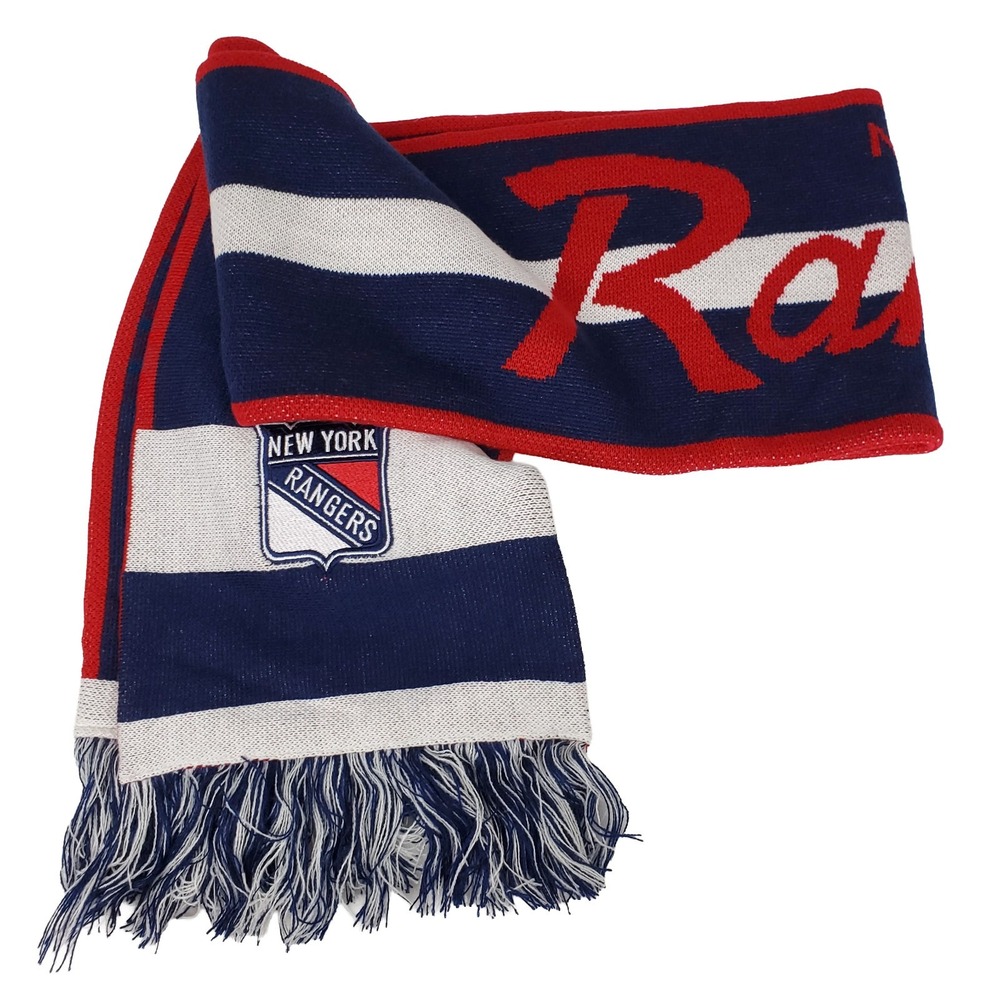 New York Rangers Mitchell NHL Knit Scarf Embroidery Logo Navy Red White New